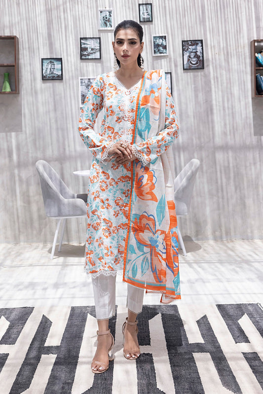 3 Pieces - Regalia Unstitched Off White Jscquard Cambric Suit