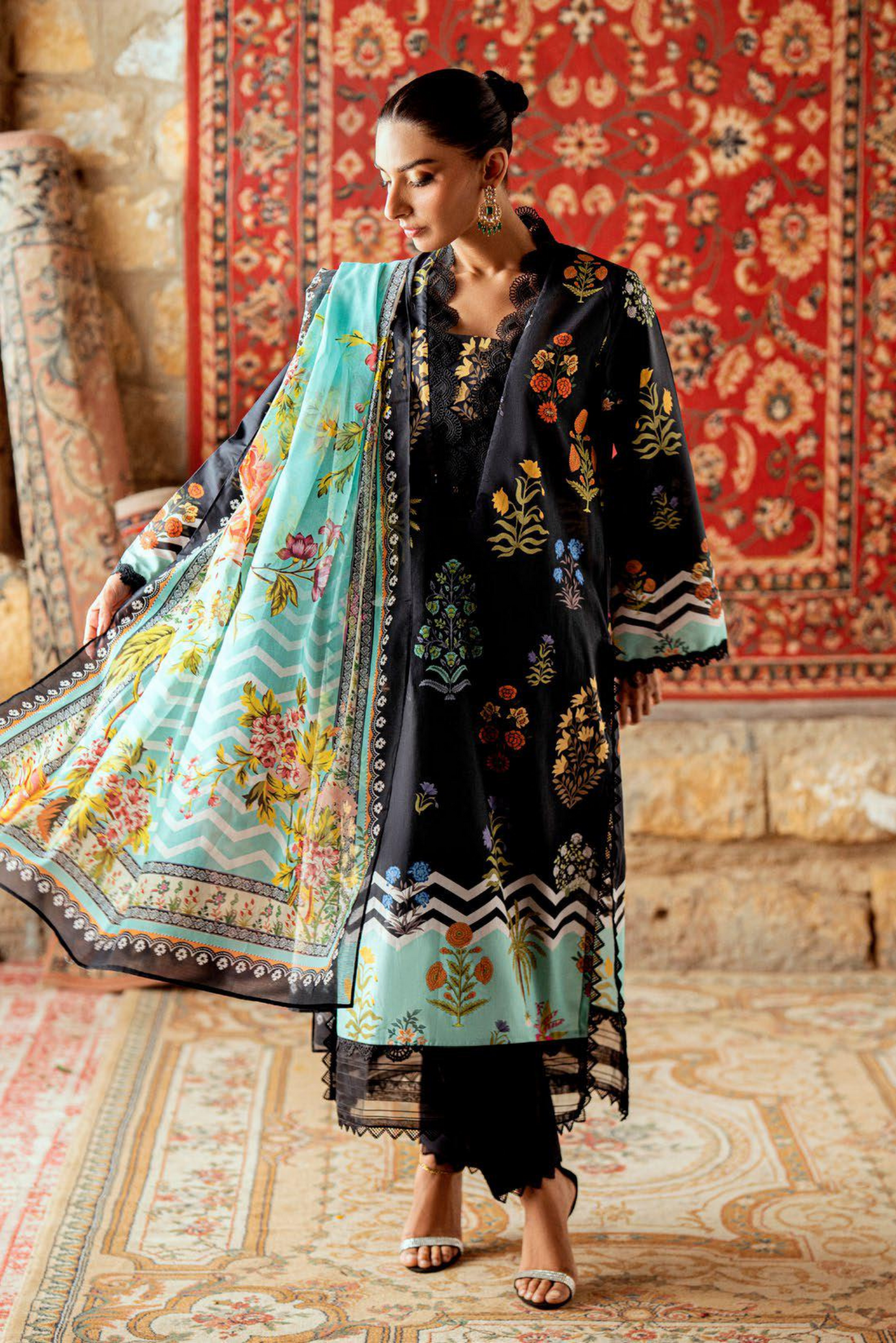 3 Pieces - GulAhmad Unstitched Dark Purple Printed Lawn Suit