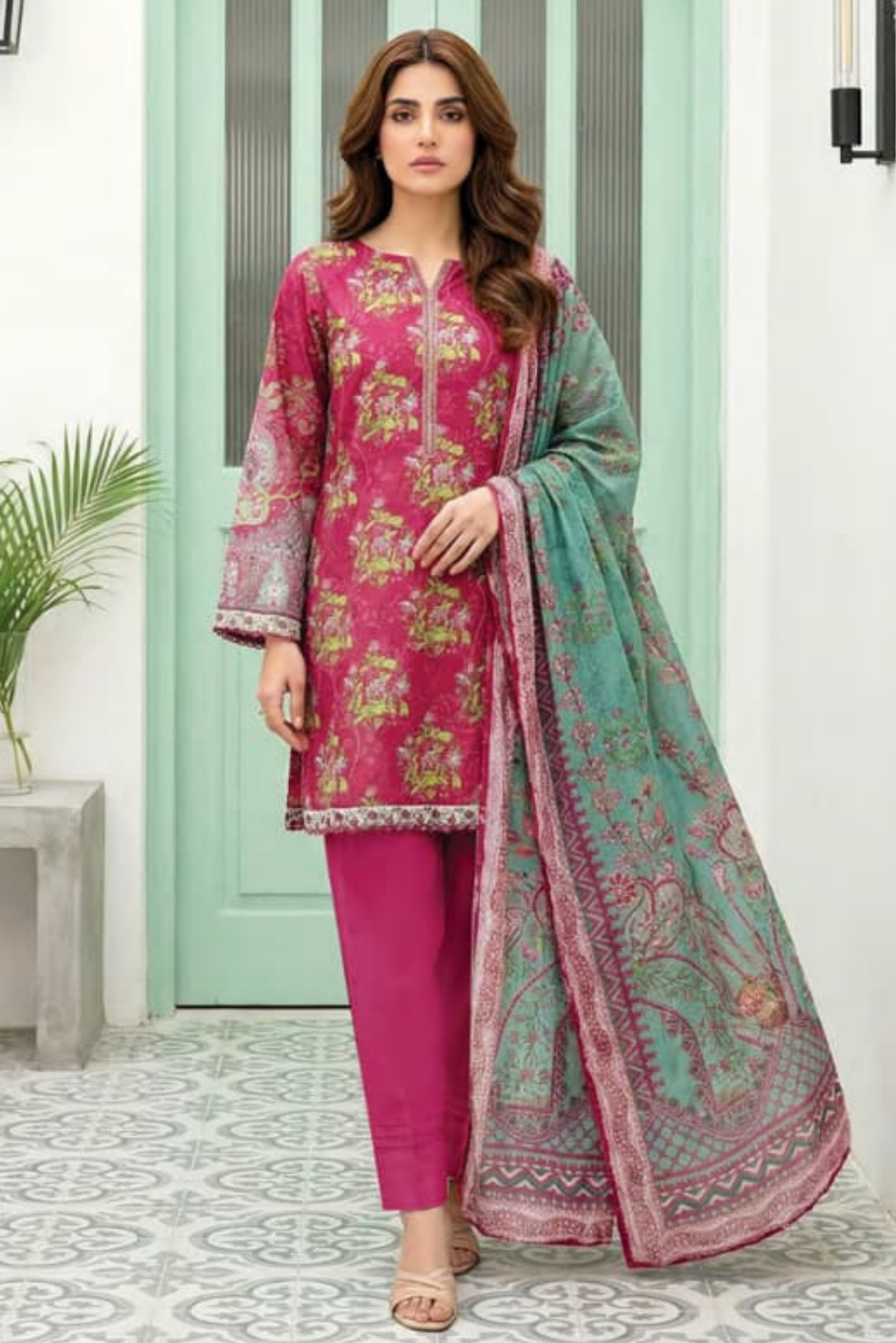 3 Pieces - Lakhany  Unstitched Pink Lawn Suit