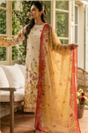 3 Pieces -Sonu Ali  Unstitched  Cream Ladies Lawn Suit