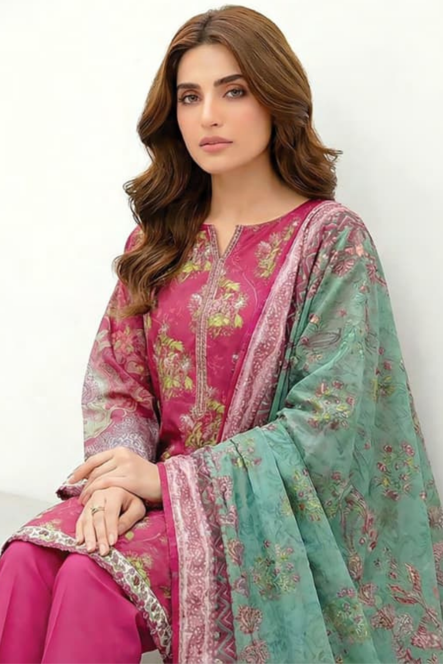 3 Pieces - Lakhany  Unstitched Pink Lawn Suit