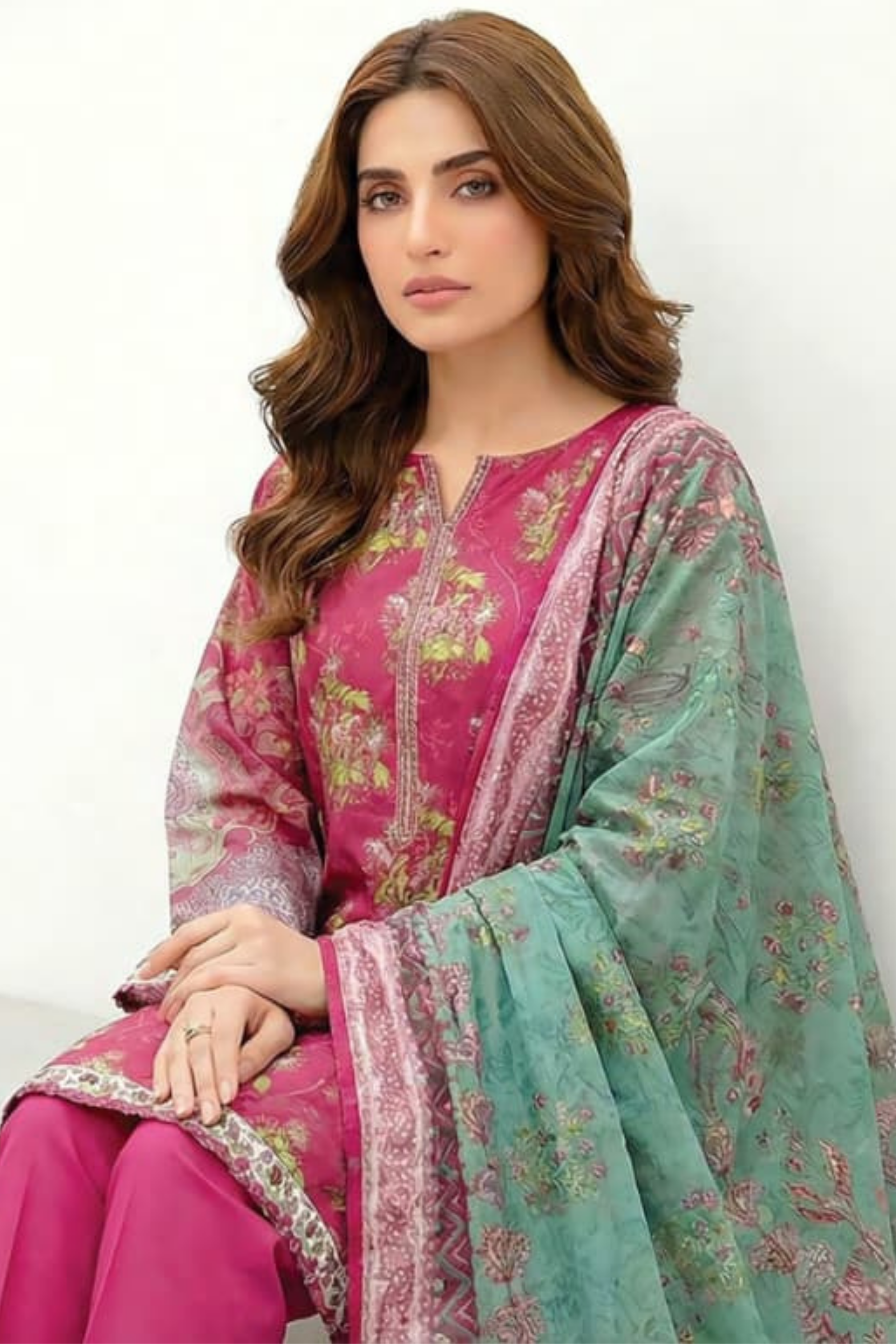 3 Pieces - Lakhany  Unstitched Pink Lawn Suit