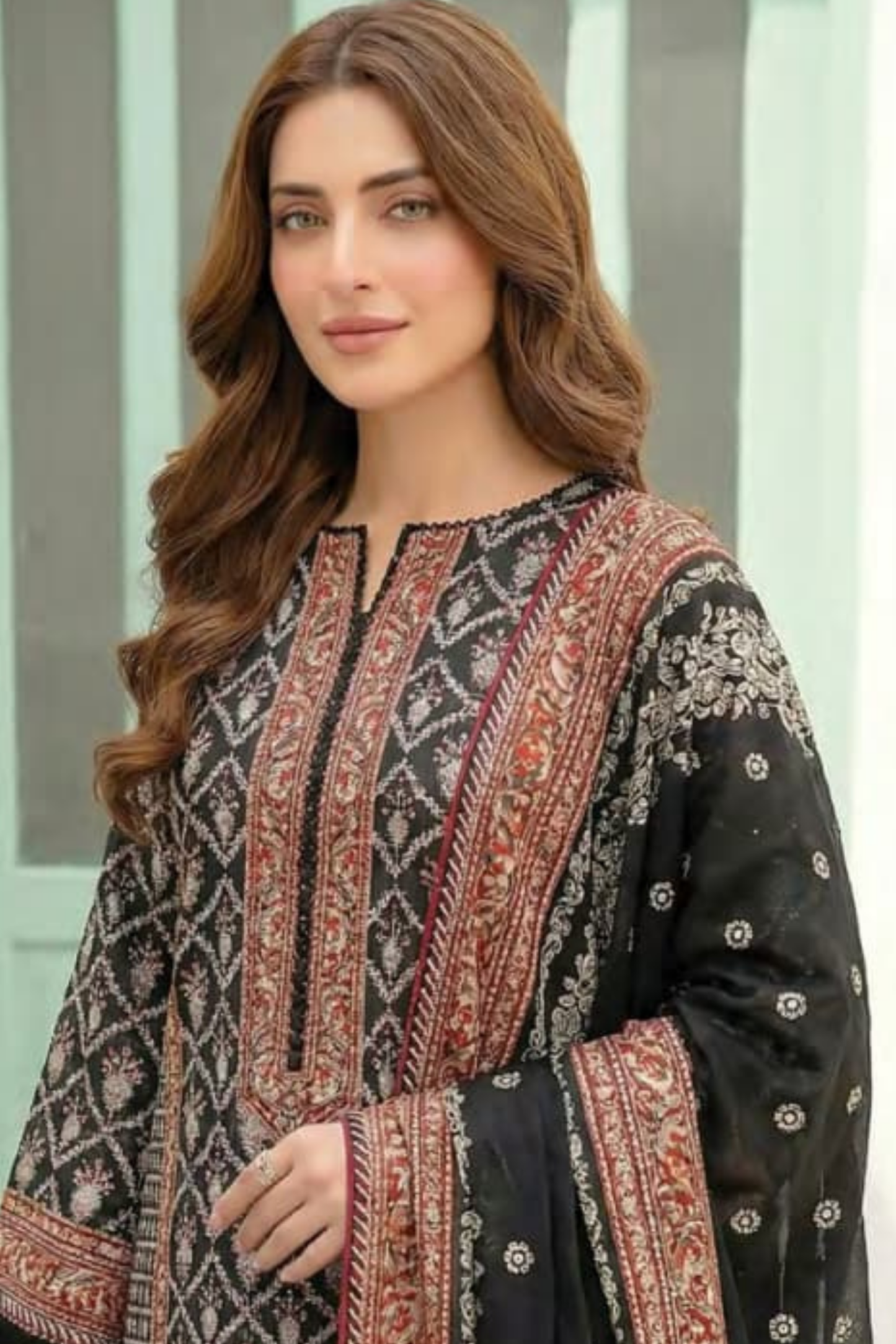 3 Pieces - Lakhany  Unstitched Black Lawn Suit