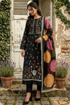 3 Pieces -Sonu Ali  Unstitched  Black Lawn Suit