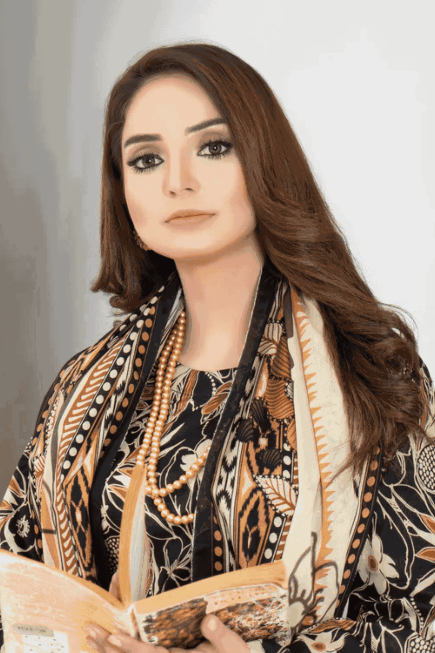 3 Piece - Mahi Unstitched Char Coal Ladies Print Lawn Suit