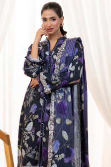 3 Pieces - Regalia Unstitched Blue Doriya Linen Suit