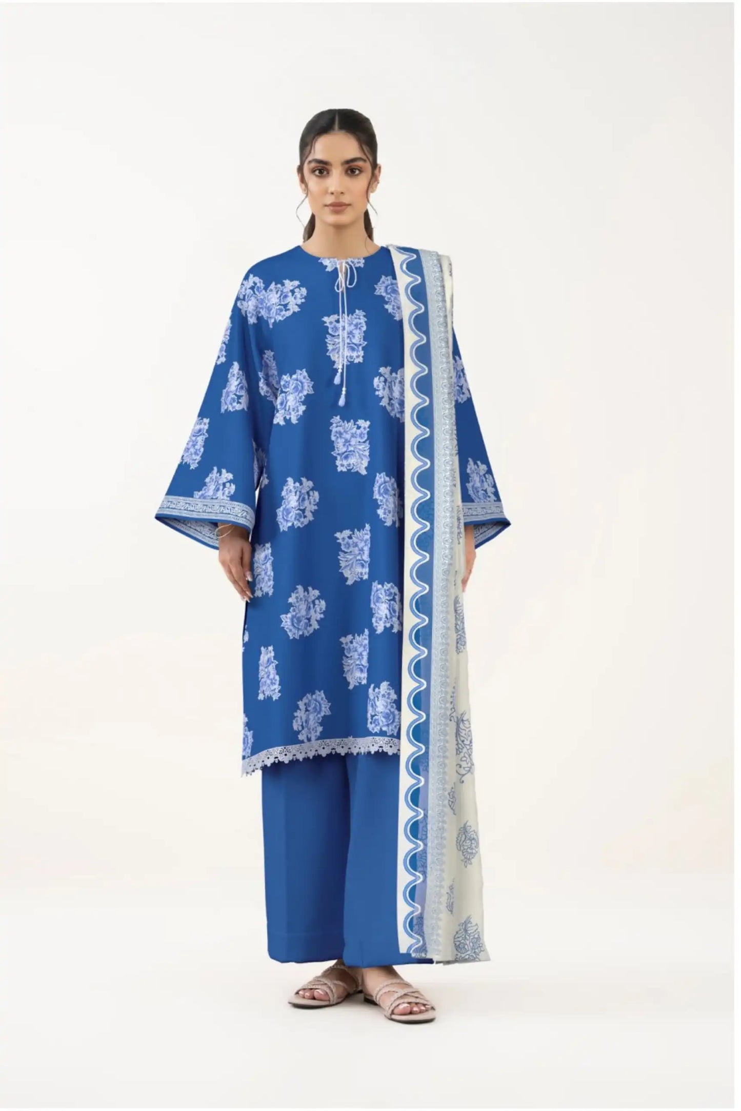 3 Pieces - Sapphire Unstitched Blue Lawn Suit
