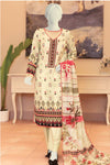 3 Pieces - Murashee Unstitched Off White Printed Lawn Suit