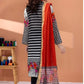 3 Pieces - Regalia Unstitched Black Fancy Zari Dupatta Printed Shirt Lawn Suit