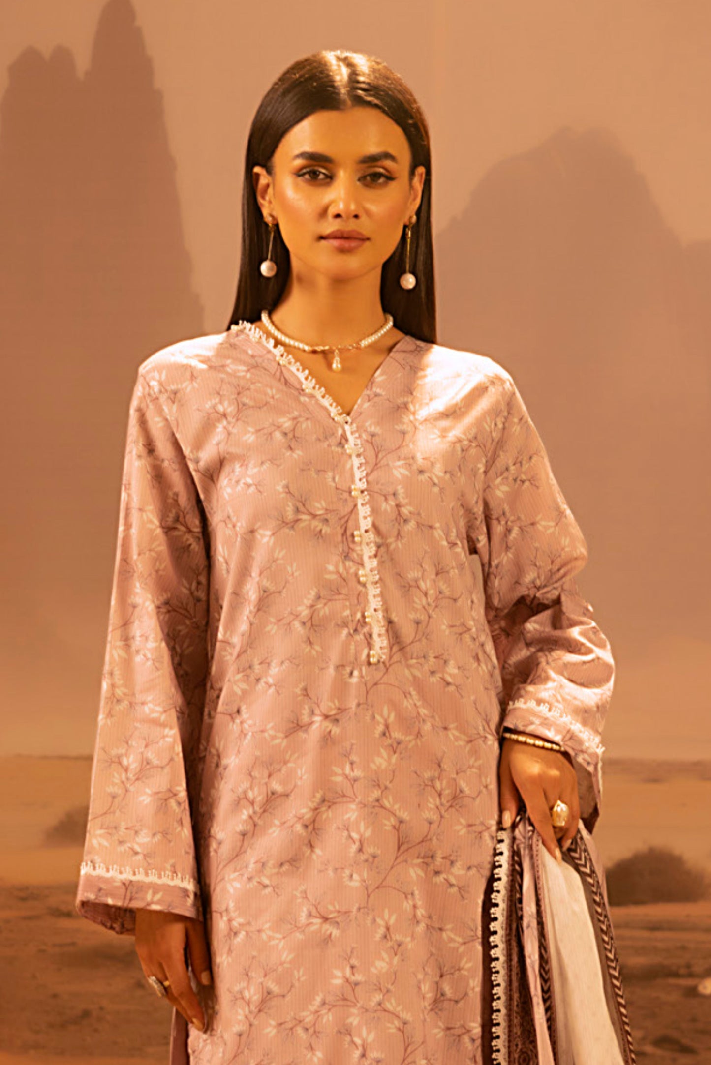 3 Pieces - Regalia Unstitched Baby Pink Mid Summer Cotton Suit