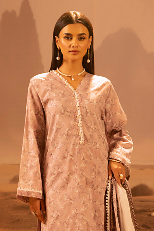 3 Pieces - Regalia Unstitched Baby Pink Mid Summer Cotton Suit