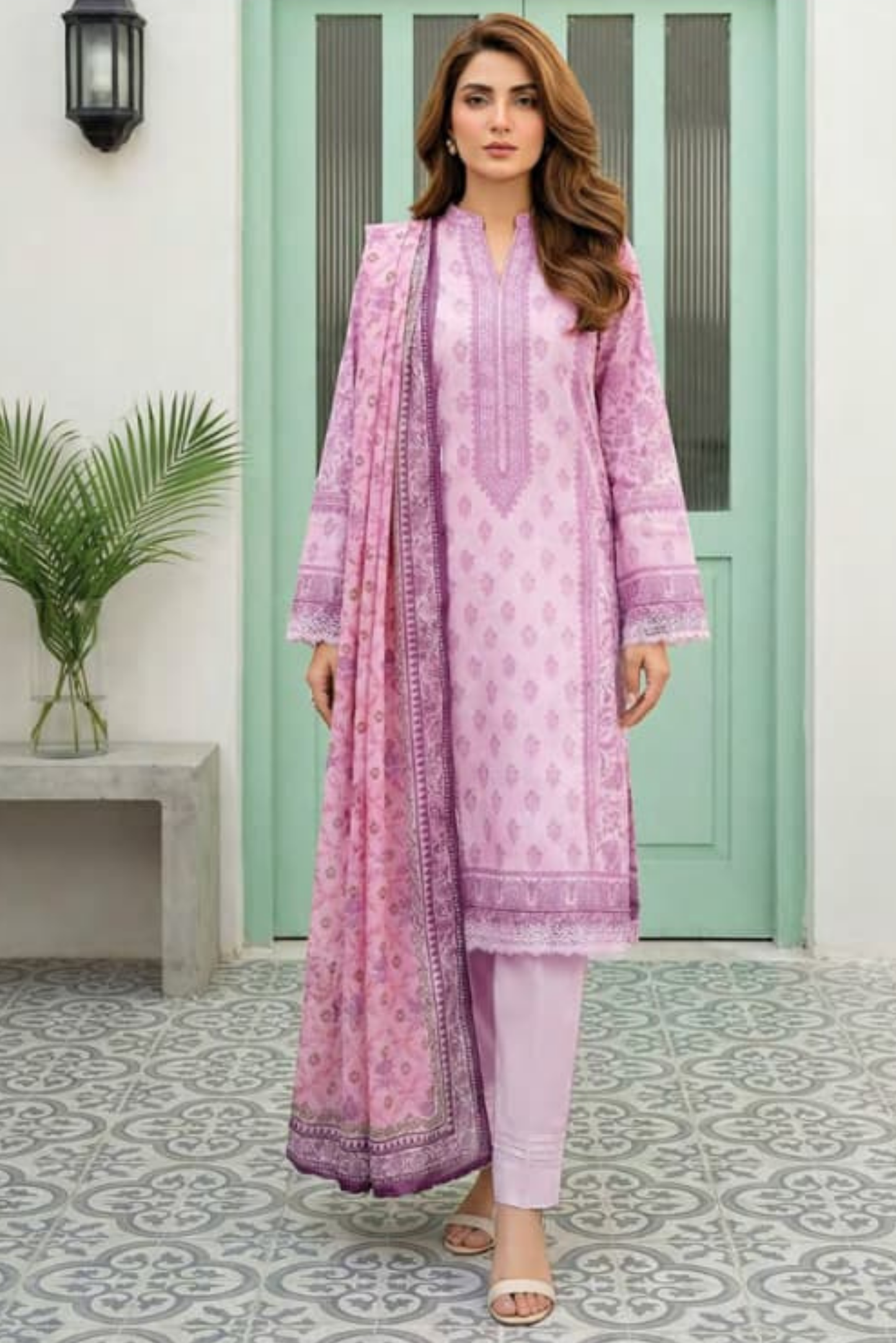 3 Pieces - Lakhany  Unstitched Baby Pink Lawn Suit