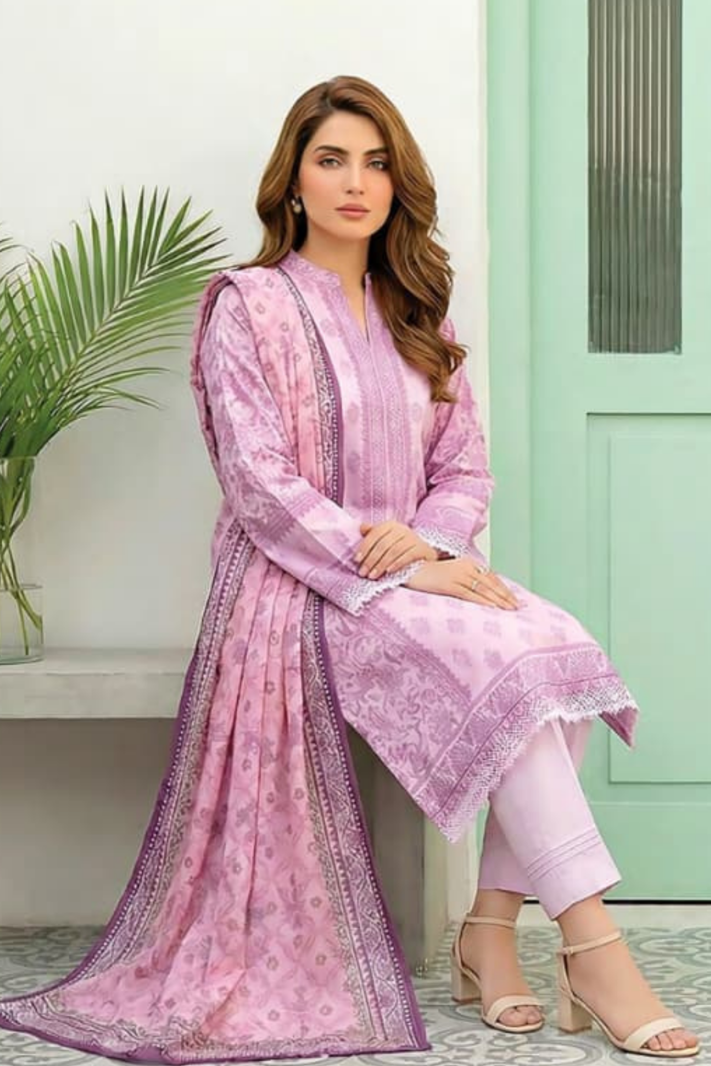 3 Pieces - Lakhany  Unstitched Baby Pink Lawn Suit