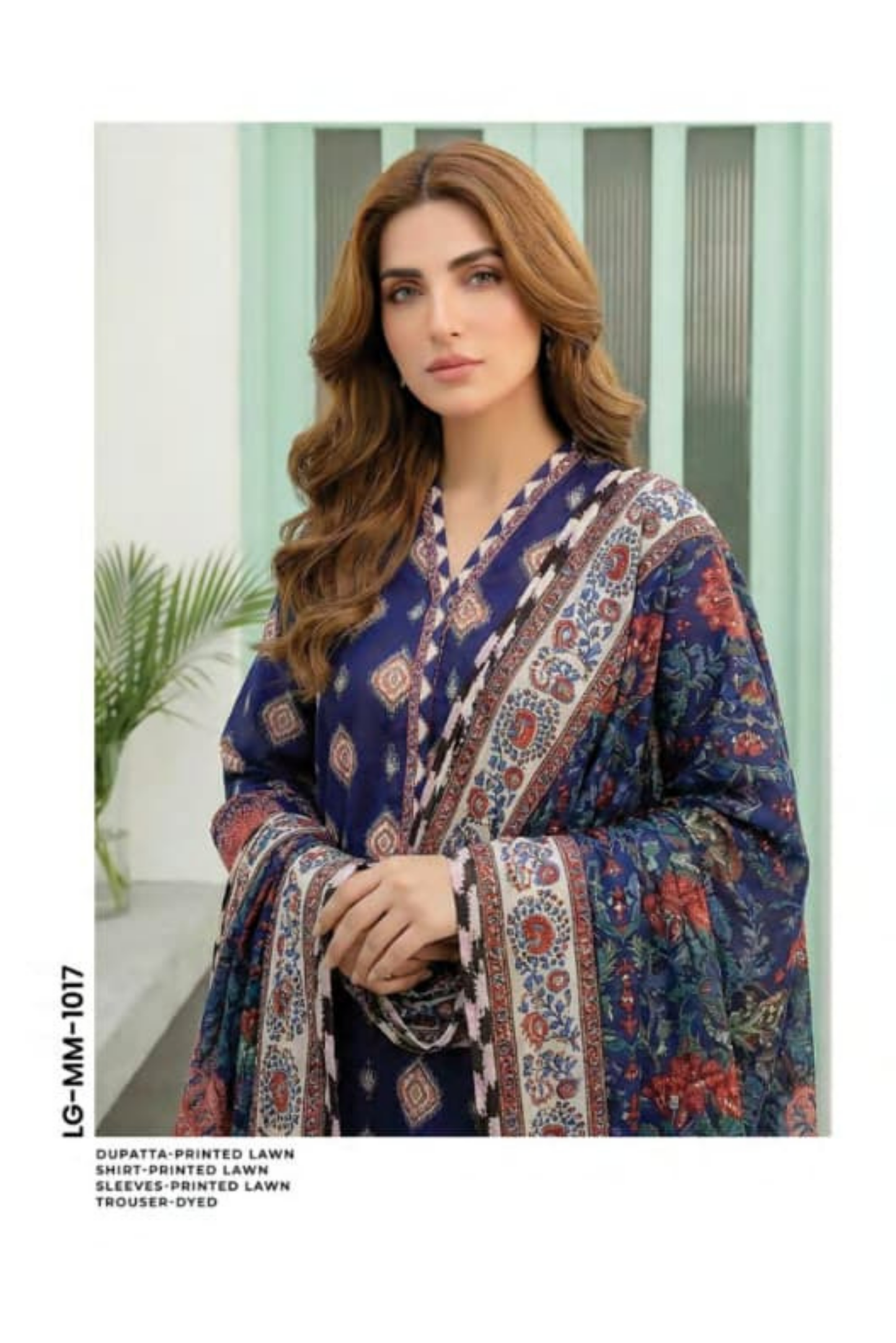 3 Pieces - Lakhany  Unstitched Navy Blue Lawn Suit