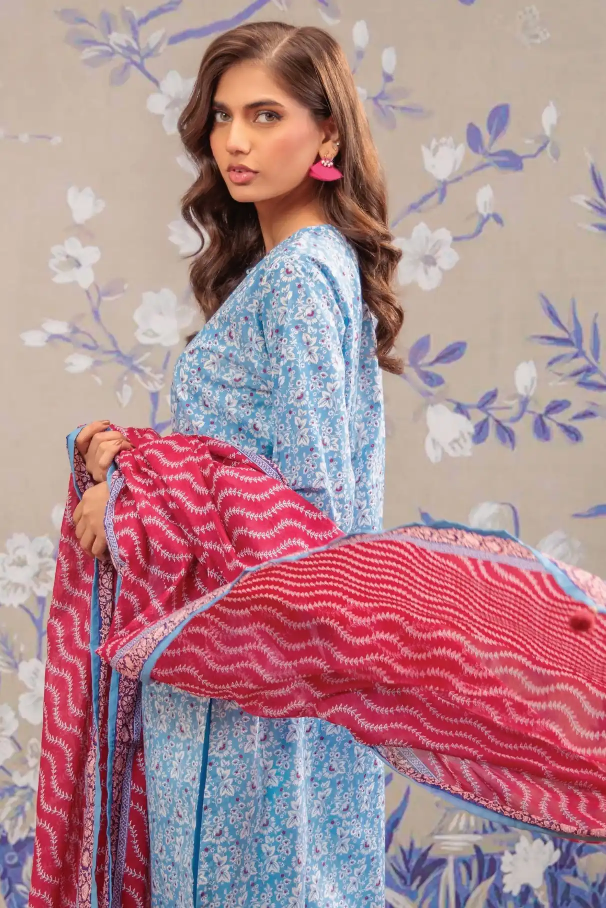 3 Pieces - Orient Unstitched Sky Blue Ladies Lawn Suit