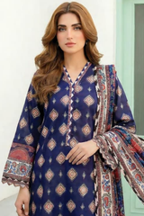 3 Pieces - Lakhany  Unstitched Navy Blue Lawn Suit