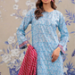 3 Pieces - Orient Unstitched Sky Blue Ladies Lawn Suit