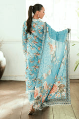 3 Pieces - Regalia Unstitched Sky Blue Jscquard Cambric Suit