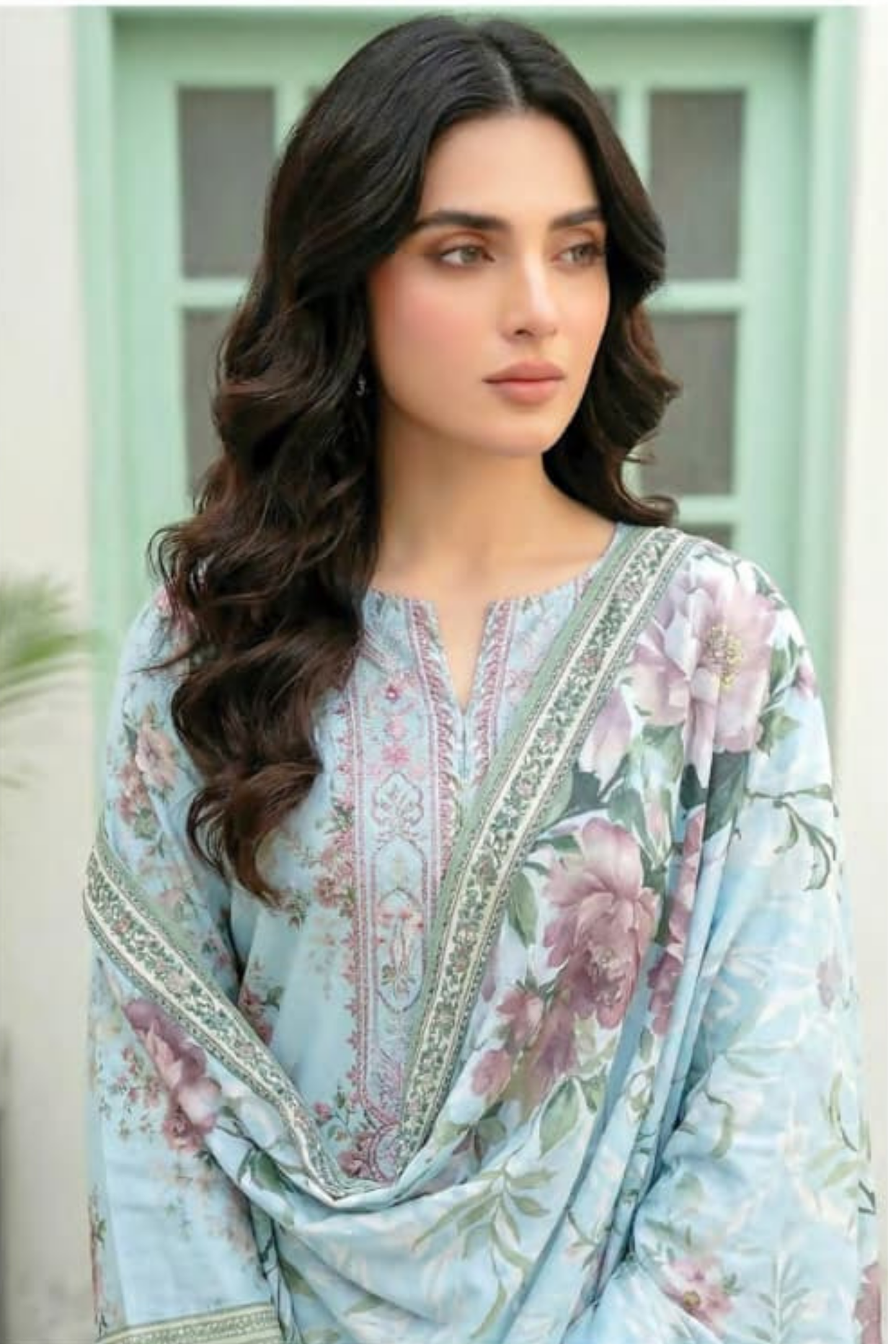 3 Pieces - Lakhany  Unstitched Sky Blue Lawn Suit