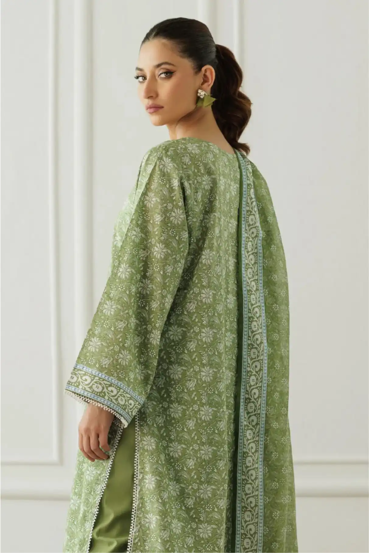 3 Pieces - Orient Unstitched  Sea Green Ladies Lawn Suit