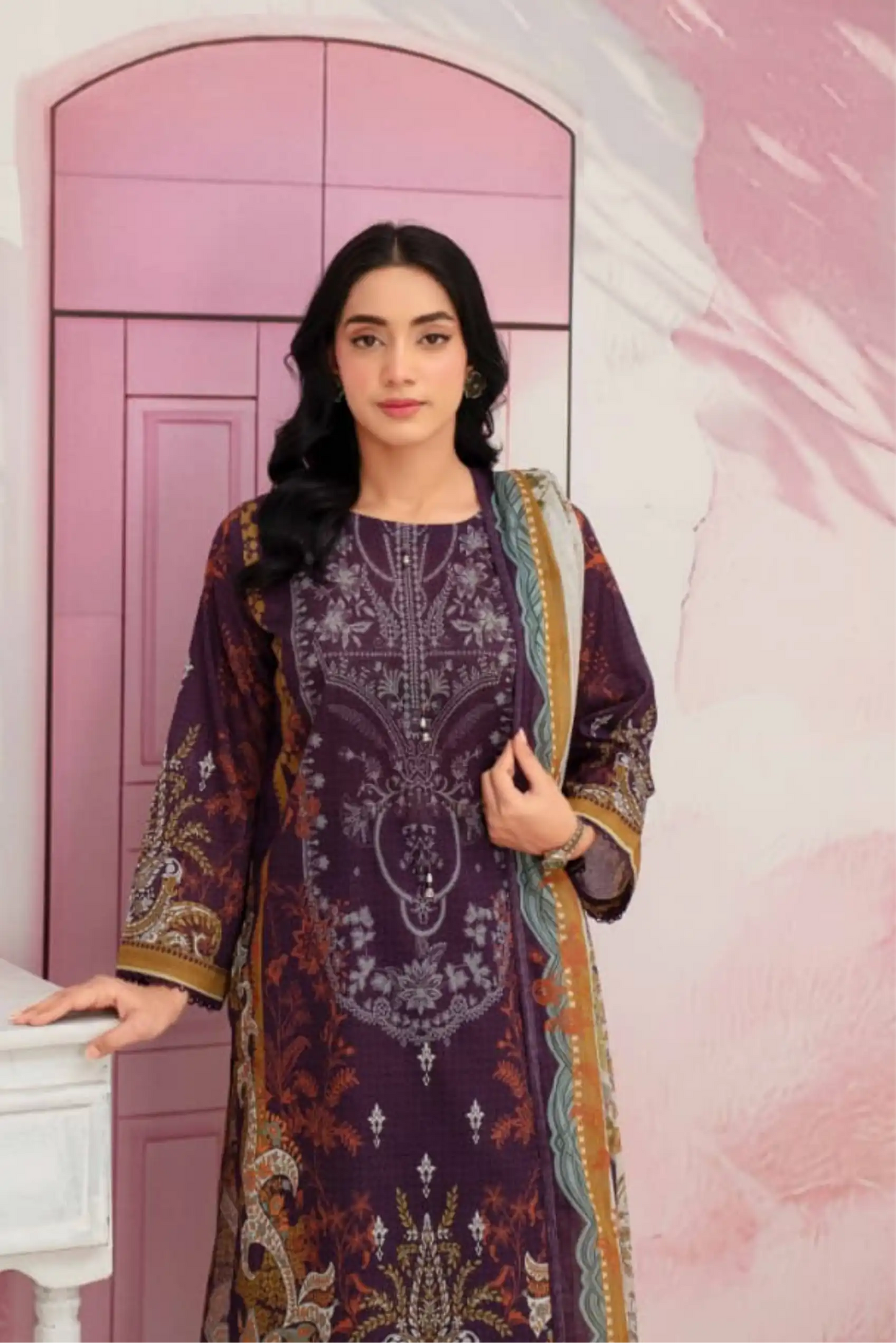 3 Piece - Fabiha By Feroza Unstitched Purple Lawn Suit