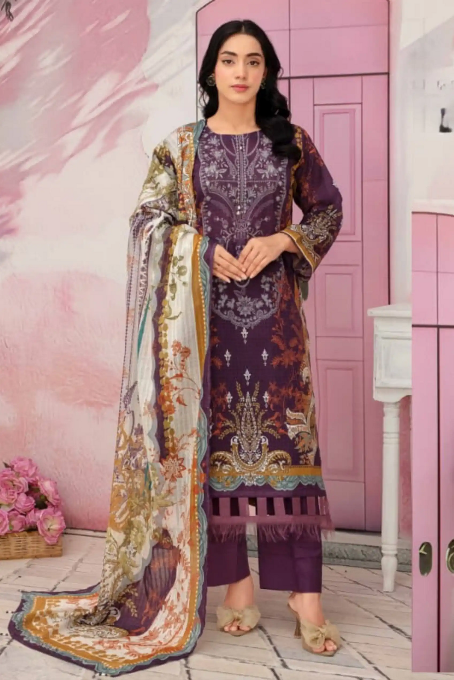 3 Piece - Fabiha By Feroza Unstitched Purple Lawn Suit