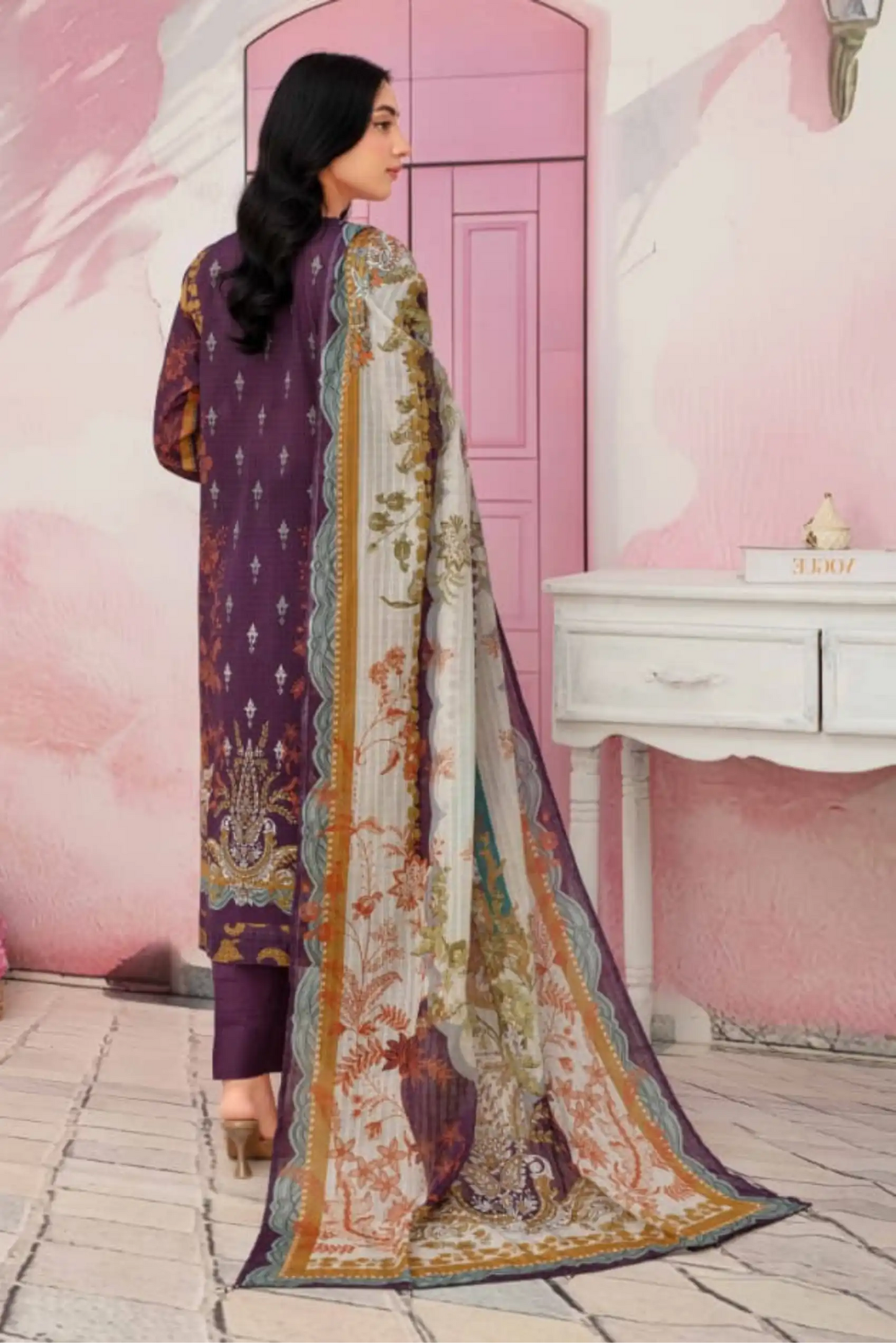 3 Piece - Fabiha By Feroza Unstitched Purple Lawn Suit
