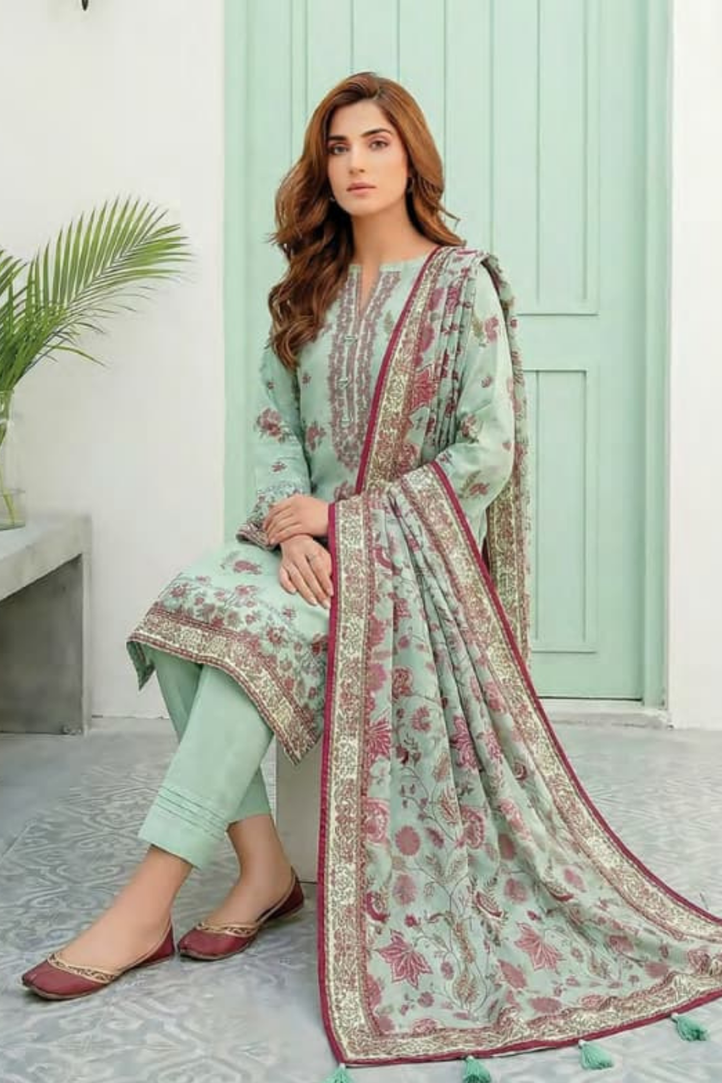 3 Pieces - Lakhany  Unstitched Pista Lawn Suit