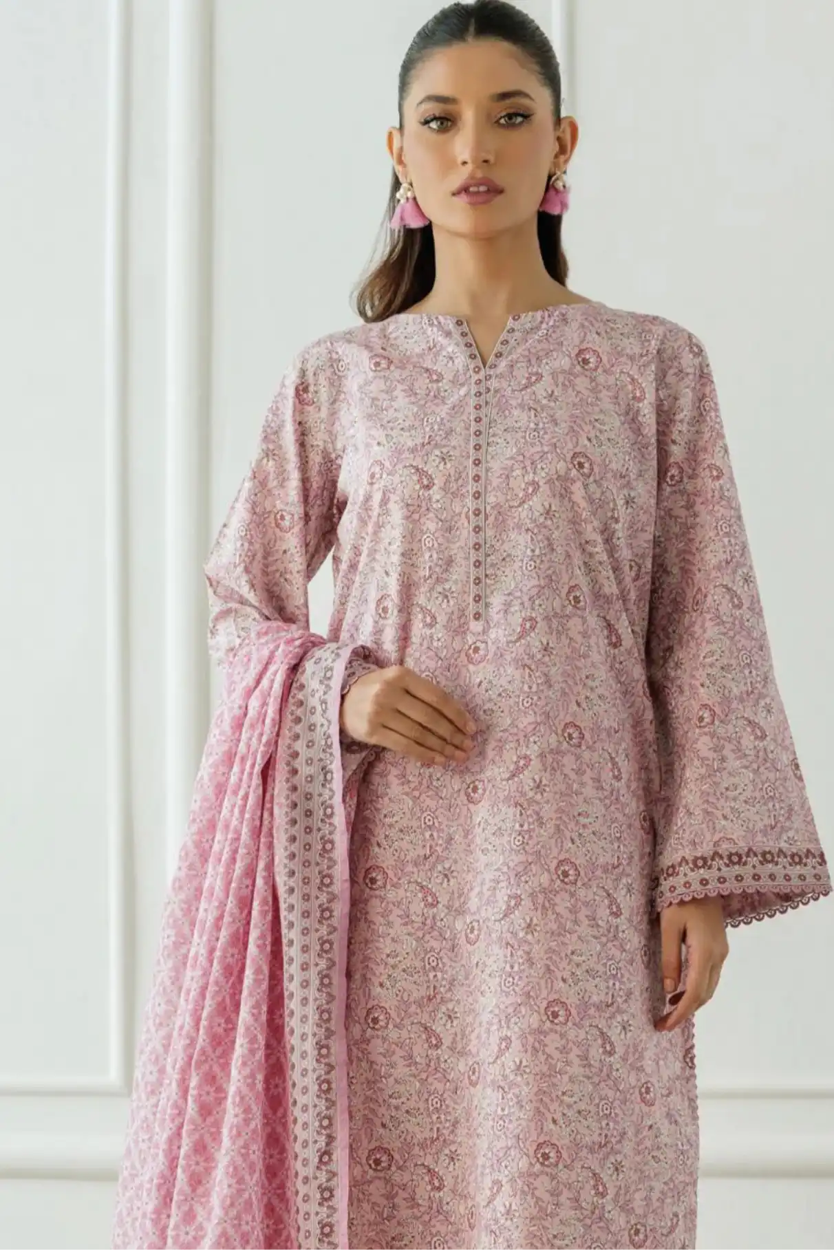 3 Pieces - Orient Unstitched  Baby Pink Ladies Lawn Suit