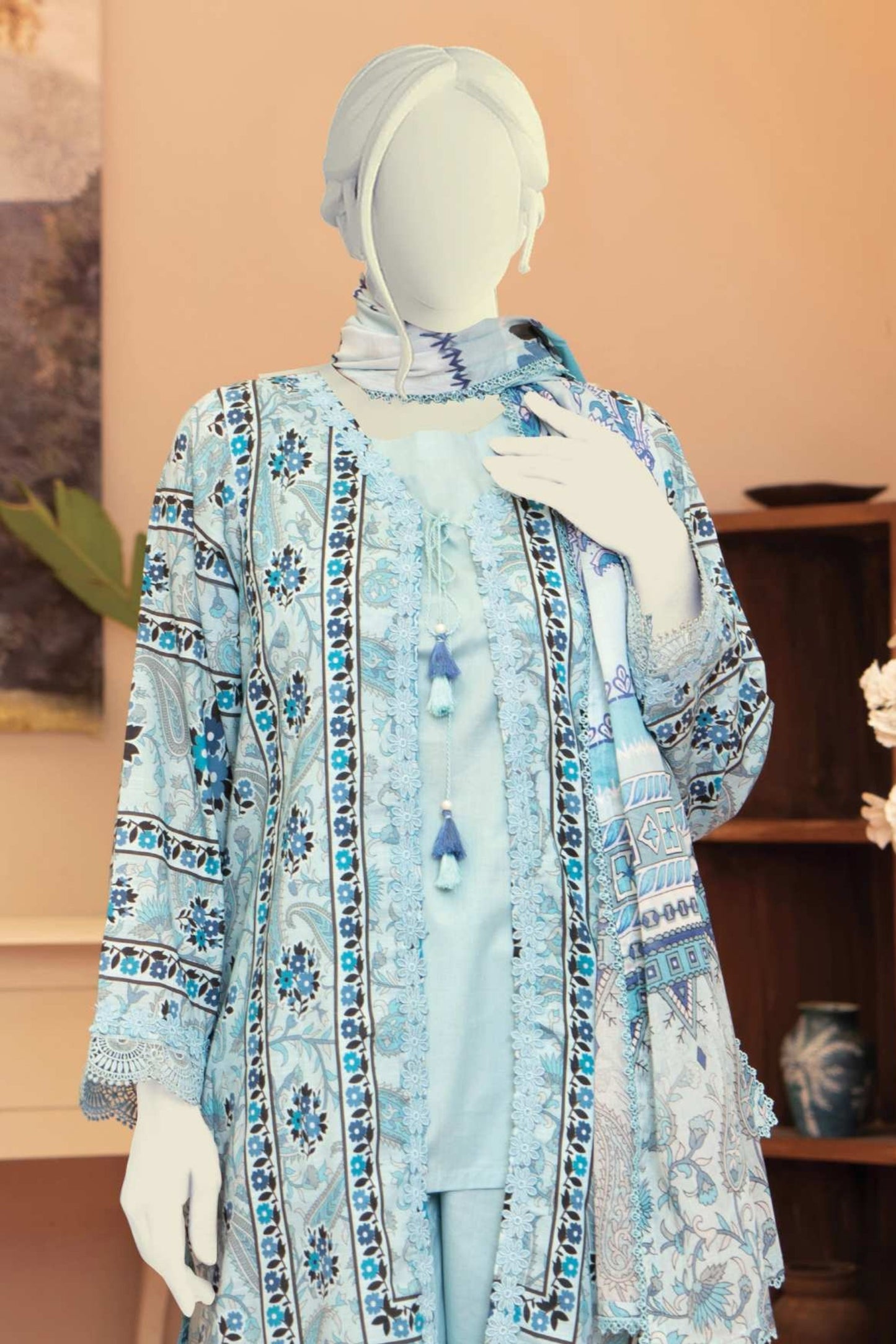 3 Pieces - Murashee Unstitched Sky Blue Printed Lawn Suit