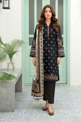 3 Pieces - Lakhany  Unstitched Black Lawn Suit