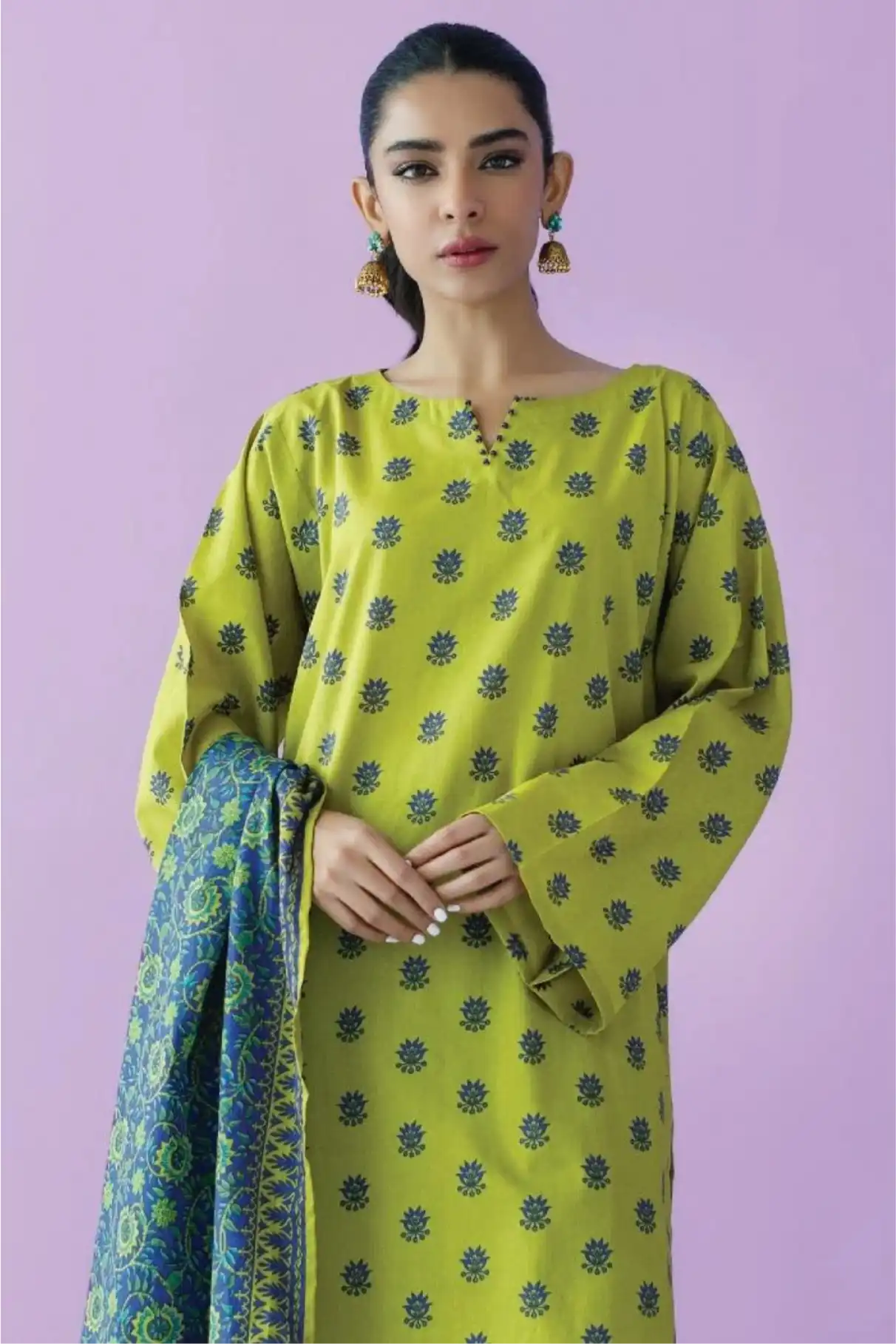 3 Pieces - Orient Unstitched  Parrot Ladies Lawn Suit