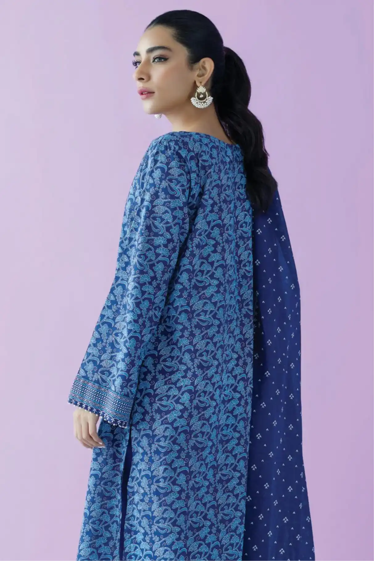 3 Pieces - Orient Unstitched  Blue Ladies Lawn Suit