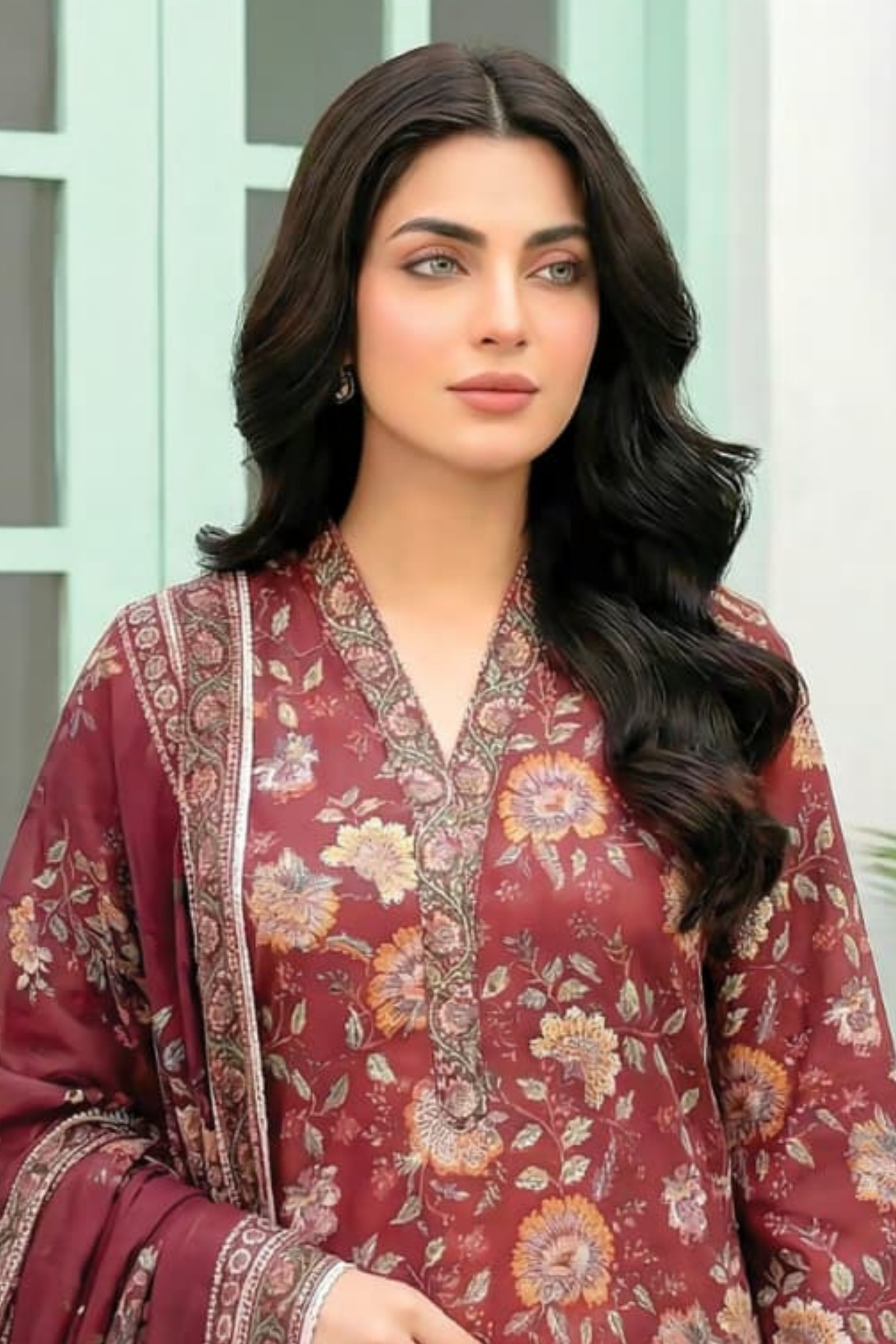3 Pieces - Lakhany  Unstitched Maroon Lawn Suit