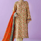 3 Pieces - Orient Unstitched  Cream Ladies Lawn Suit