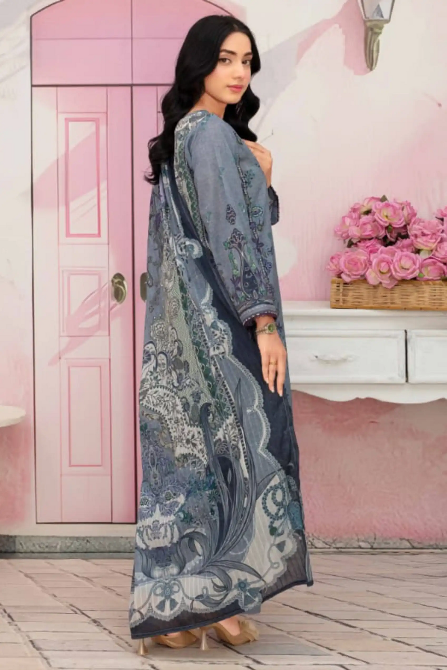 3 Piece - Fabiha By Feroza Unstitched Grey Lawn Suit