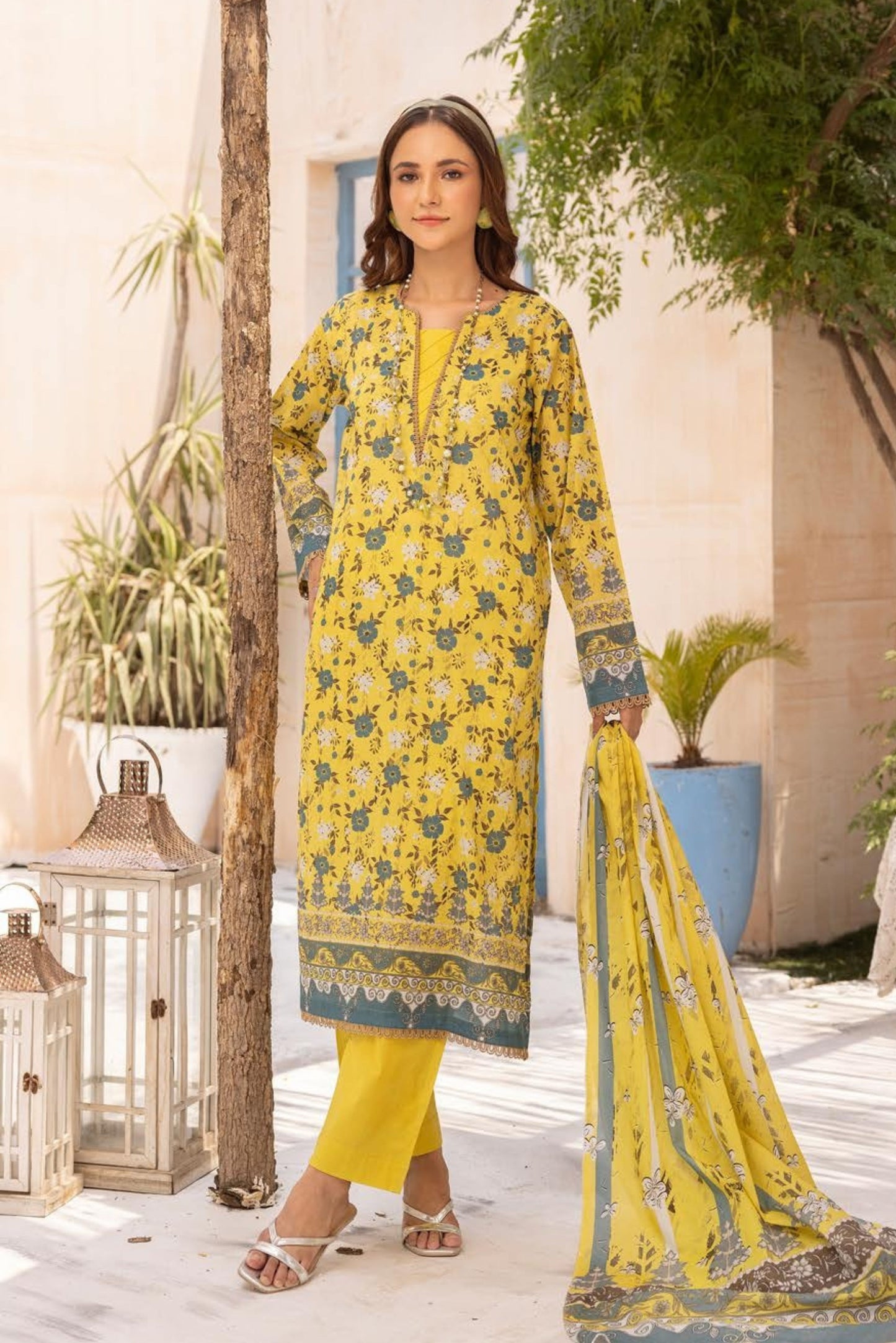 3 Pieces - Haya By Legends Unstitched Yellow Printed Lawn Suit