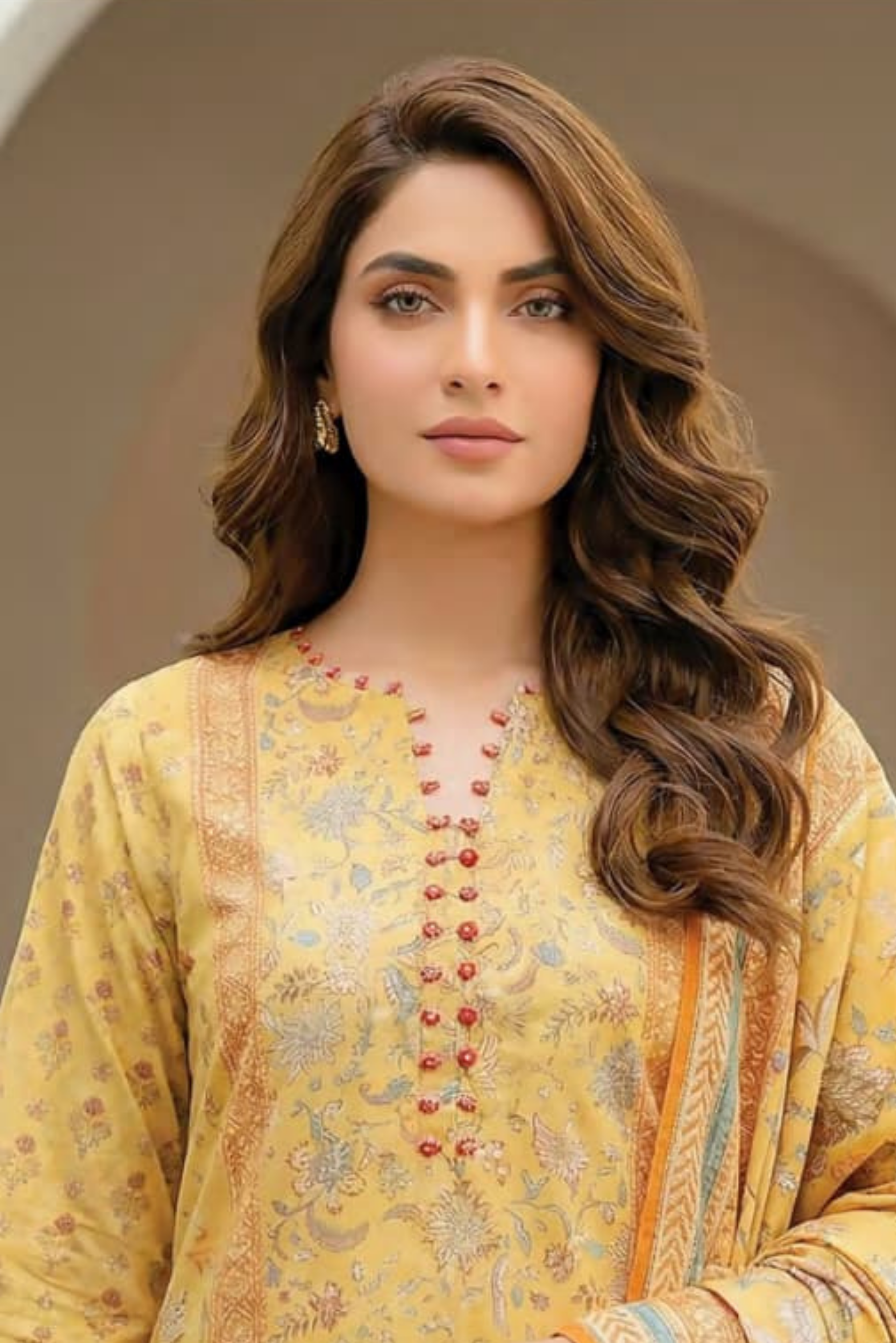 3 Pieces - Lakhany  Unstitched Yellow Lawn Suit