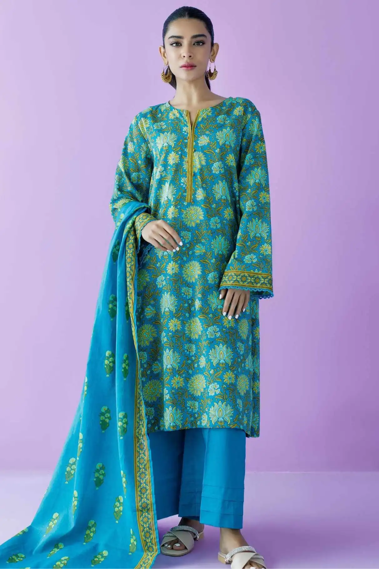 3 Pieces - Orient Unstitched  Zink Ladies Lawn Suit