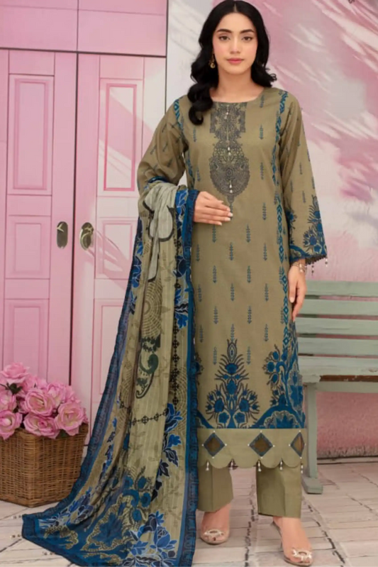 3 Piece - Fabiha By Feroza Unstitched Sea Green Lawn Suit