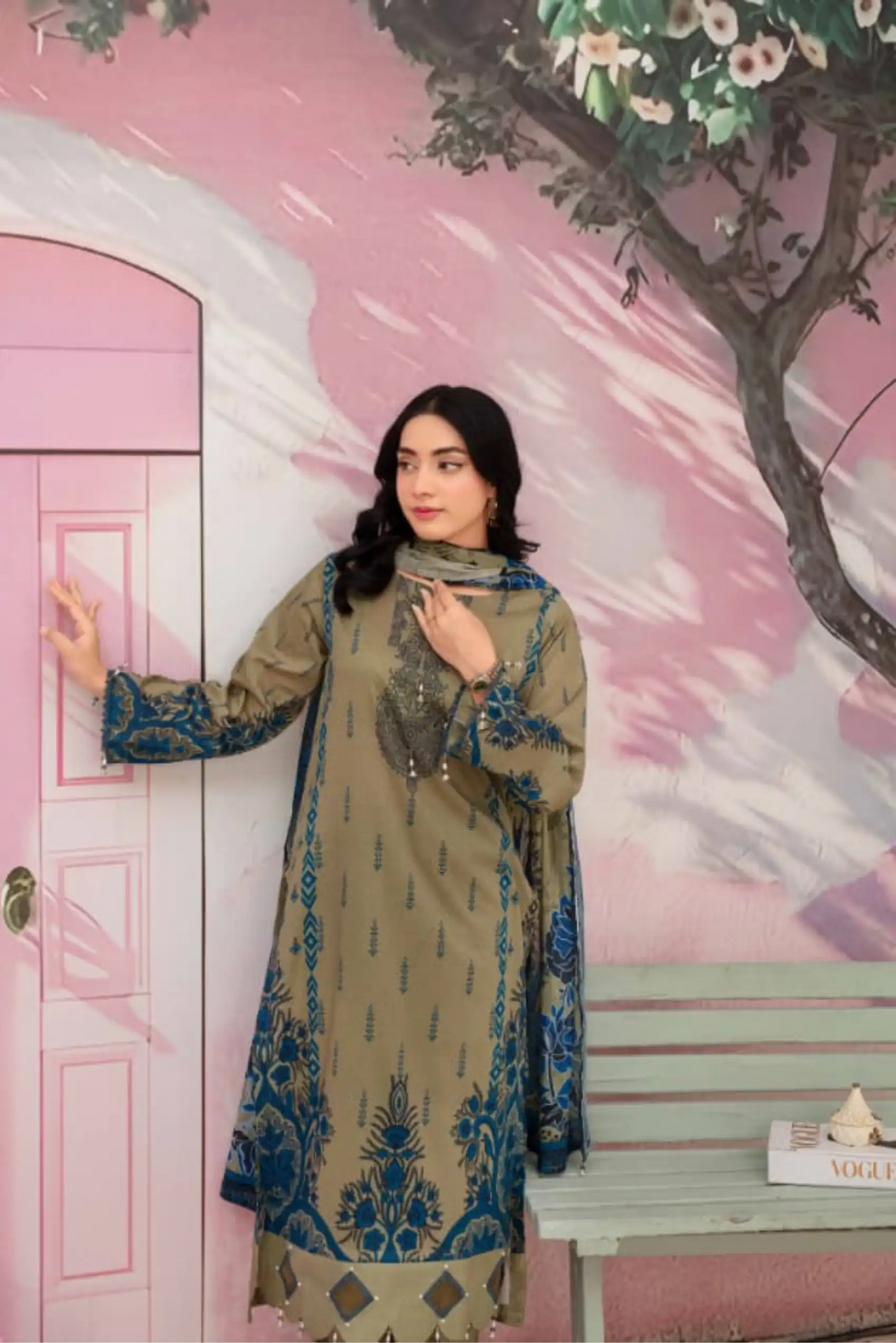 3 Piece - Fabiha By Feroza Unstitched Sea Green Lawn Suit