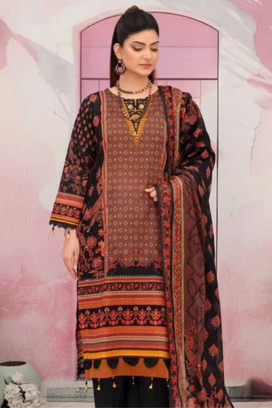 3 Piece - Fabiha By Feroza Unstitched Black Lawn Suit