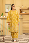 2 Piece: Coco Print By Marooj  Yellow Lawn Suit