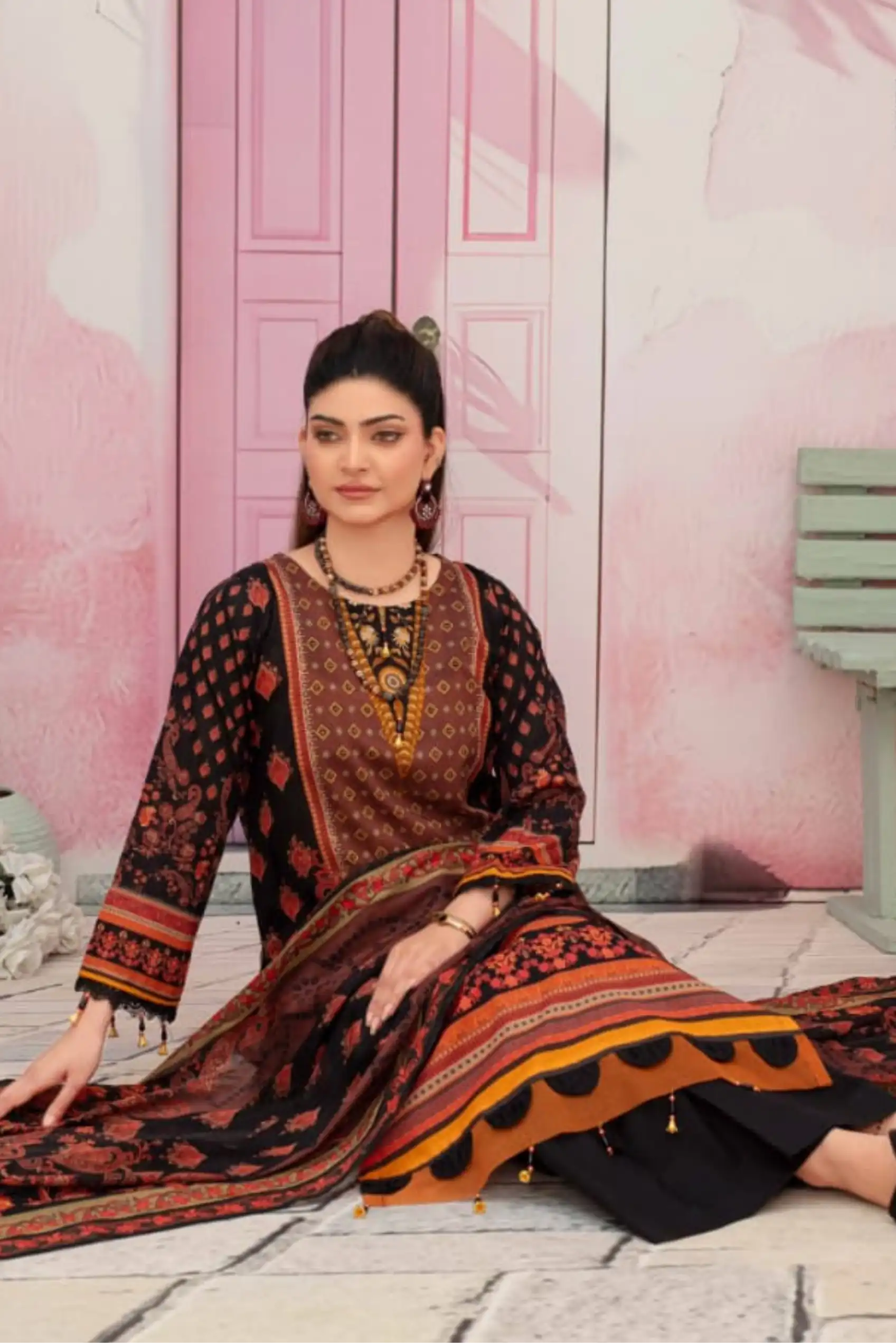 3 Piece - Fabiha By Feroza Unstitched Black Lawn Suit