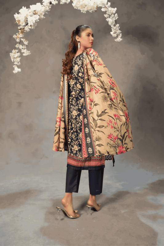 3 Piece - Mahi Unstitched Blue Ladies Transliminor Magic Print Lawn Suit