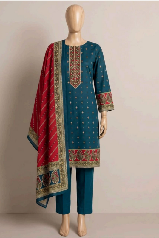3 Pieces - Rijja By Murashe Unstitched Zink Ladies Khaddar Suit