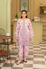 2 Piece: Coco Print By Marooj Baby Pink  Lawn Suit