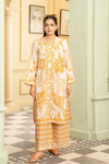 2 Piece: Coco Print By Marooj Yellow White Lawn Suit