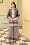 2 Piece: Coco Print By Marooj Grey Black Lawn Suit