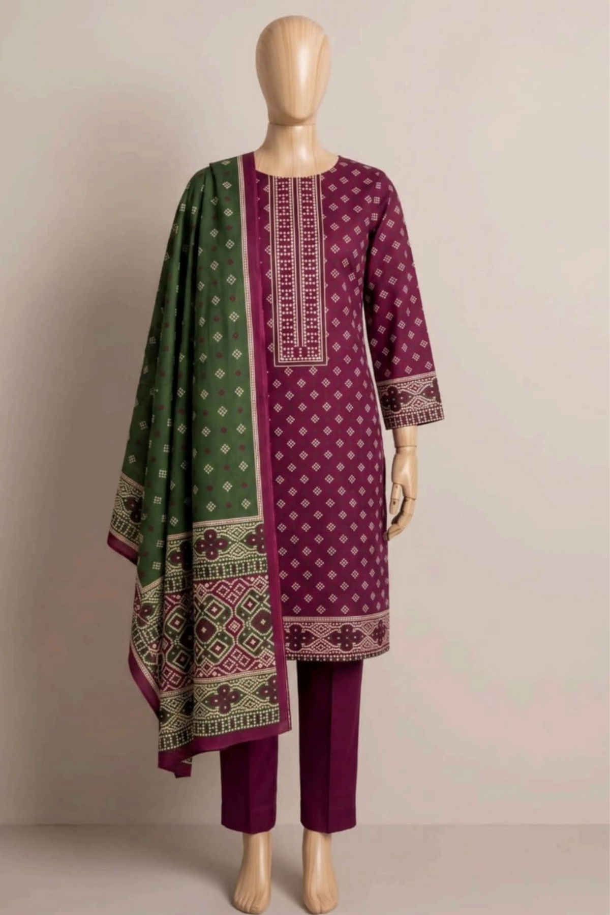3 Pieces - Rijja By Murashe Unstitched Purple Ladies Khaddar Suit